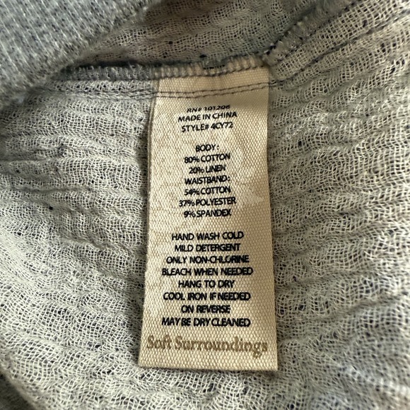 Soft Surroundings Women TS Gray‎ Embroidered Gauze Linen Blend Pants Boho Beach - Picture 4 of 12